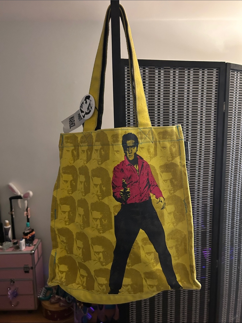 Graphic Yellow Tote Bag with Red Accent - Men Bags